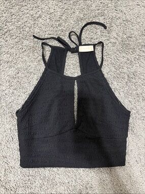 Altar'd State Black Textured Halter Crop